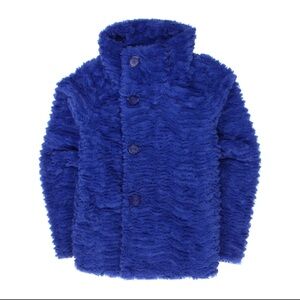 Patagonia Girls Palage Faux Fur Jacket Buttons Pockets Blue  Medium (10)